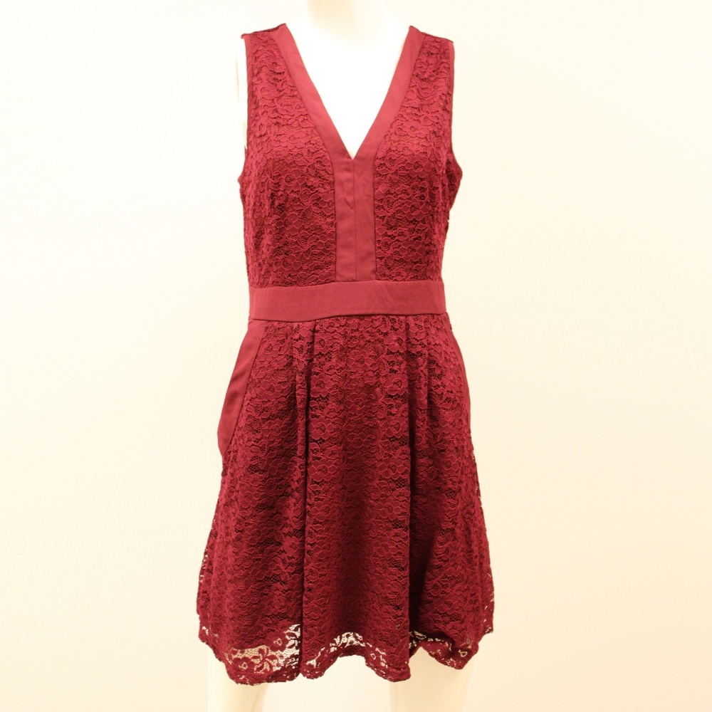 Burgundy Sleeveless Lace Dress - NWT